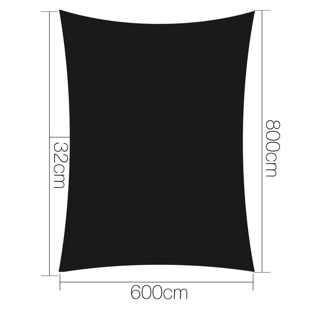 Instahut Shade Sail Sun Shadecloth 280 gsm Black-6x8m