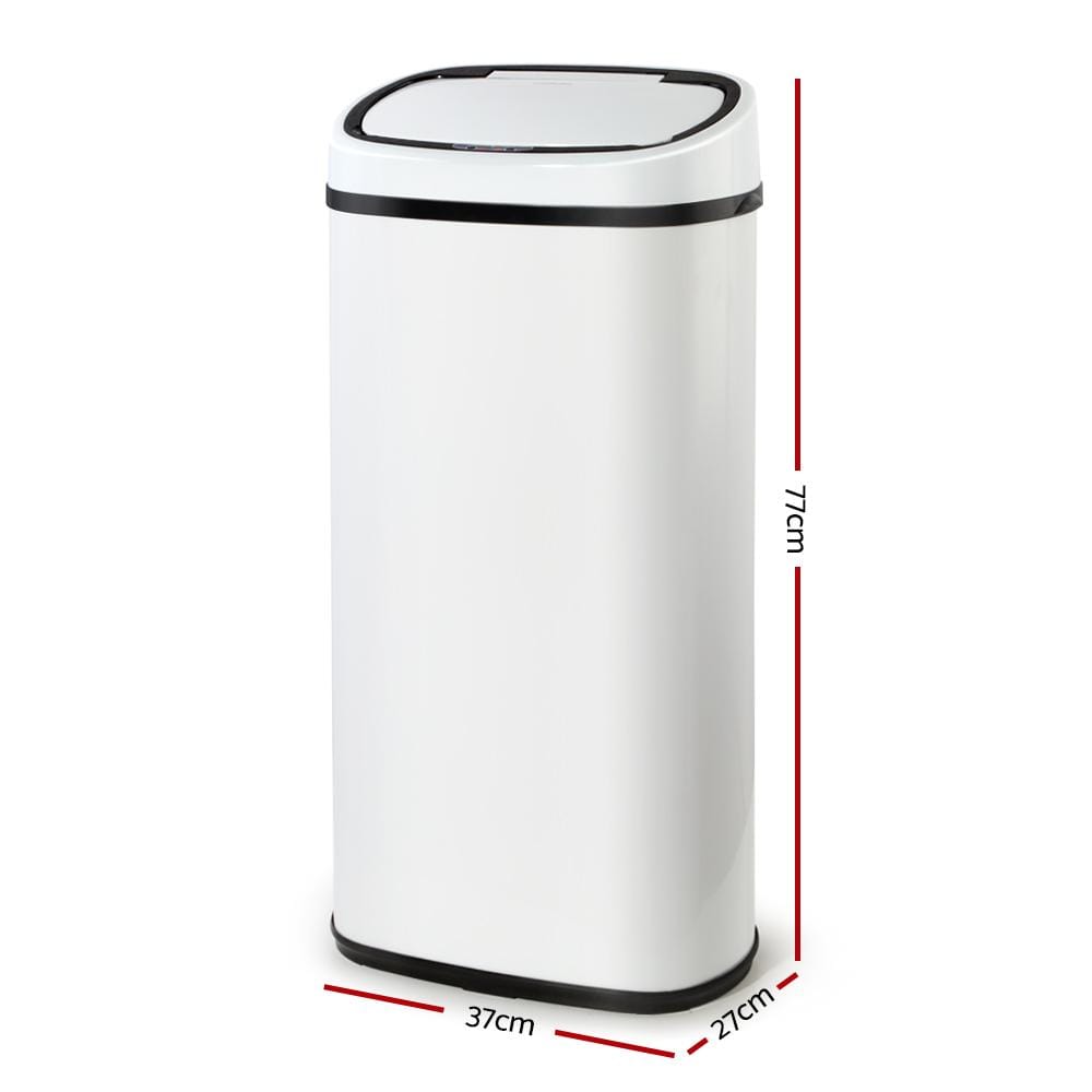 Motion Sensor Rubbish Bin - Devanti 68L White