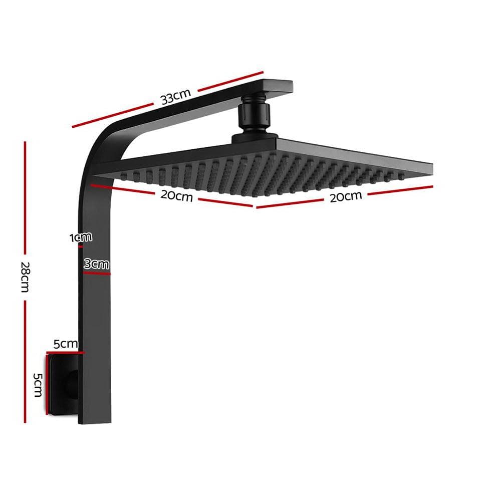 Cefito WElS 8'' Rain Shower Head Set Square High Pressure Wall Arm DIY Black