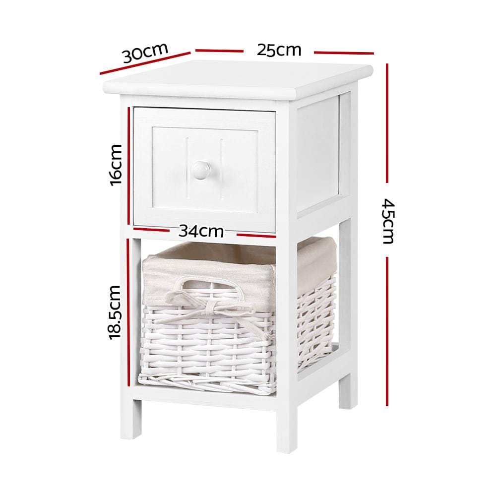 Bedside Table 2 PCS - White