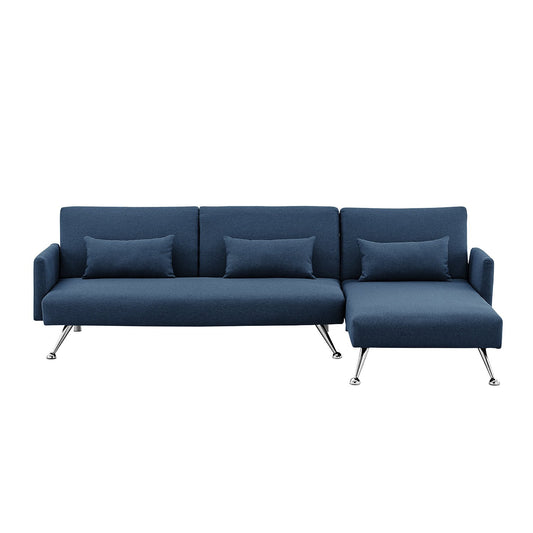 Sarantino Mia 3-Seater Sofa Bed with Chaise & 3 Pillows - Blue
Update your living space with the versatile and stylish Sarantino Mia Sofa Bed. With its modern design and spacious chaise, this 3-seater sofa bed provides both comfort and functionality for any room in your home. Comes with 3 pillows in a beautiful blue colour
