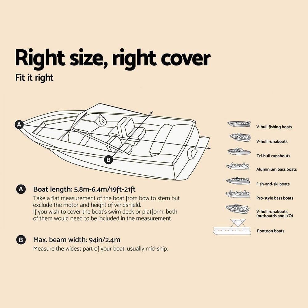 Seamanship 19ft - 21ft Waterproof Boat Cover