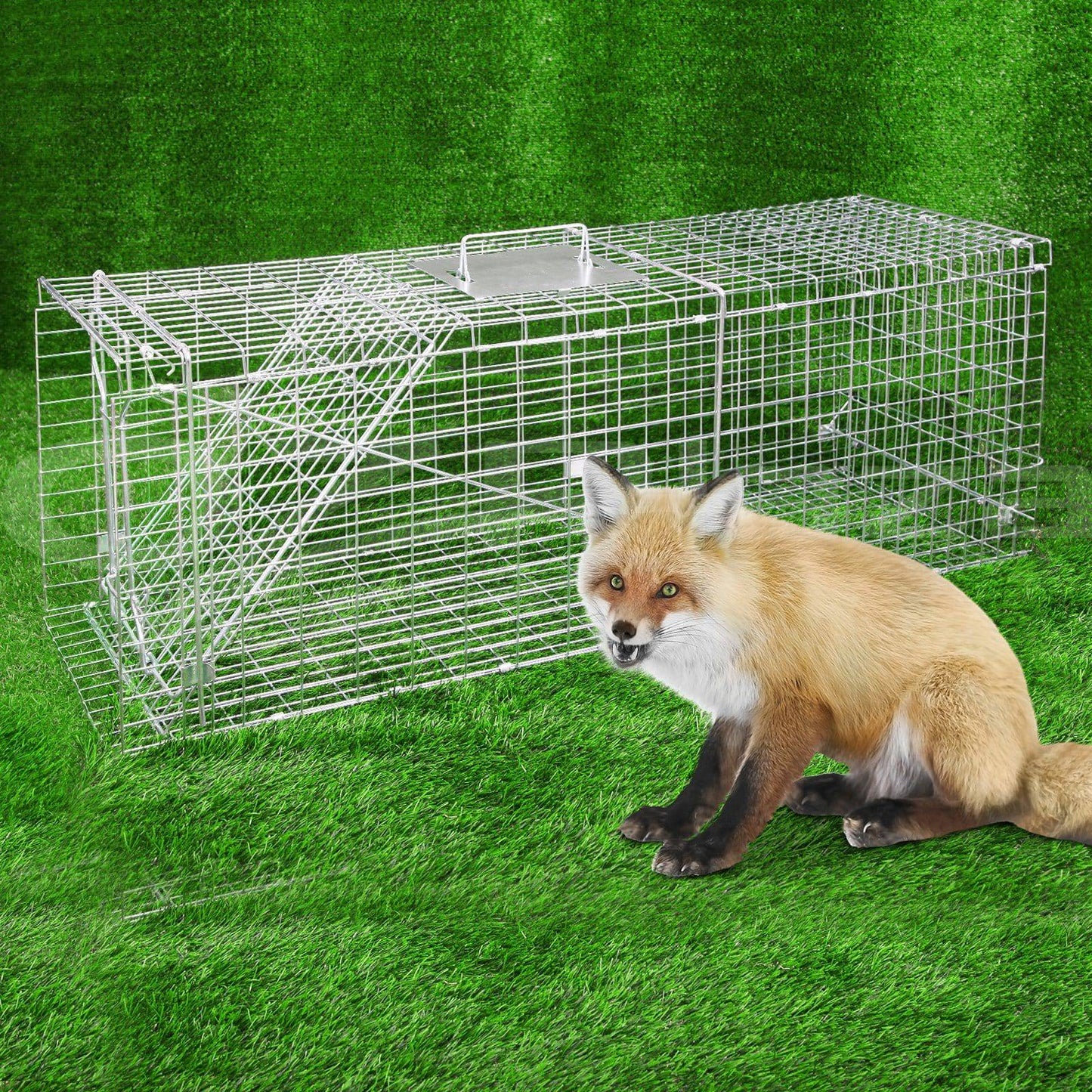 Humane Animal Trap Cage 94 x 34 x 36cm - Silver