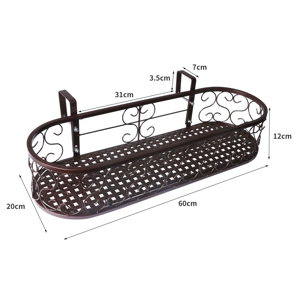 Plant Holder Plant Stand Hanging Flower Pot Basket Garden Wall Rack Shelf Oval Bronze