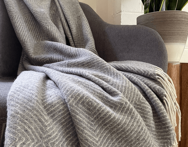 Hampton Throw - Merino Wool Blend - Light Grey