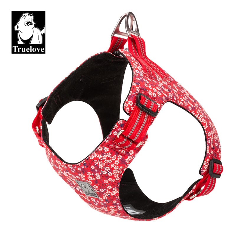 Floral Doggy Harness Red M