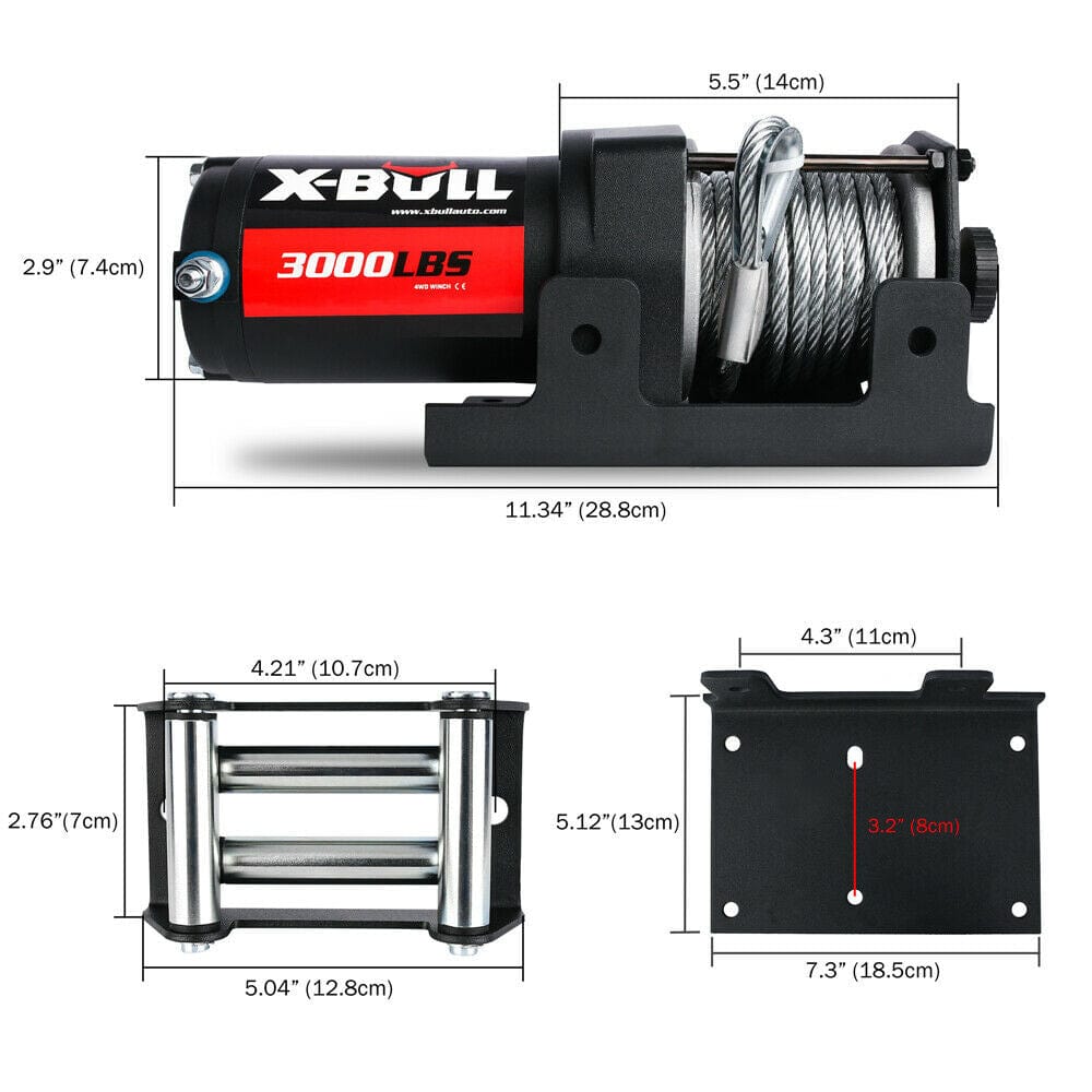 X-BULL 4X4 Electric Winch 3000lbs/1360kg Wireless 12V Steel Cable ATV 4WD BOAT 4X4