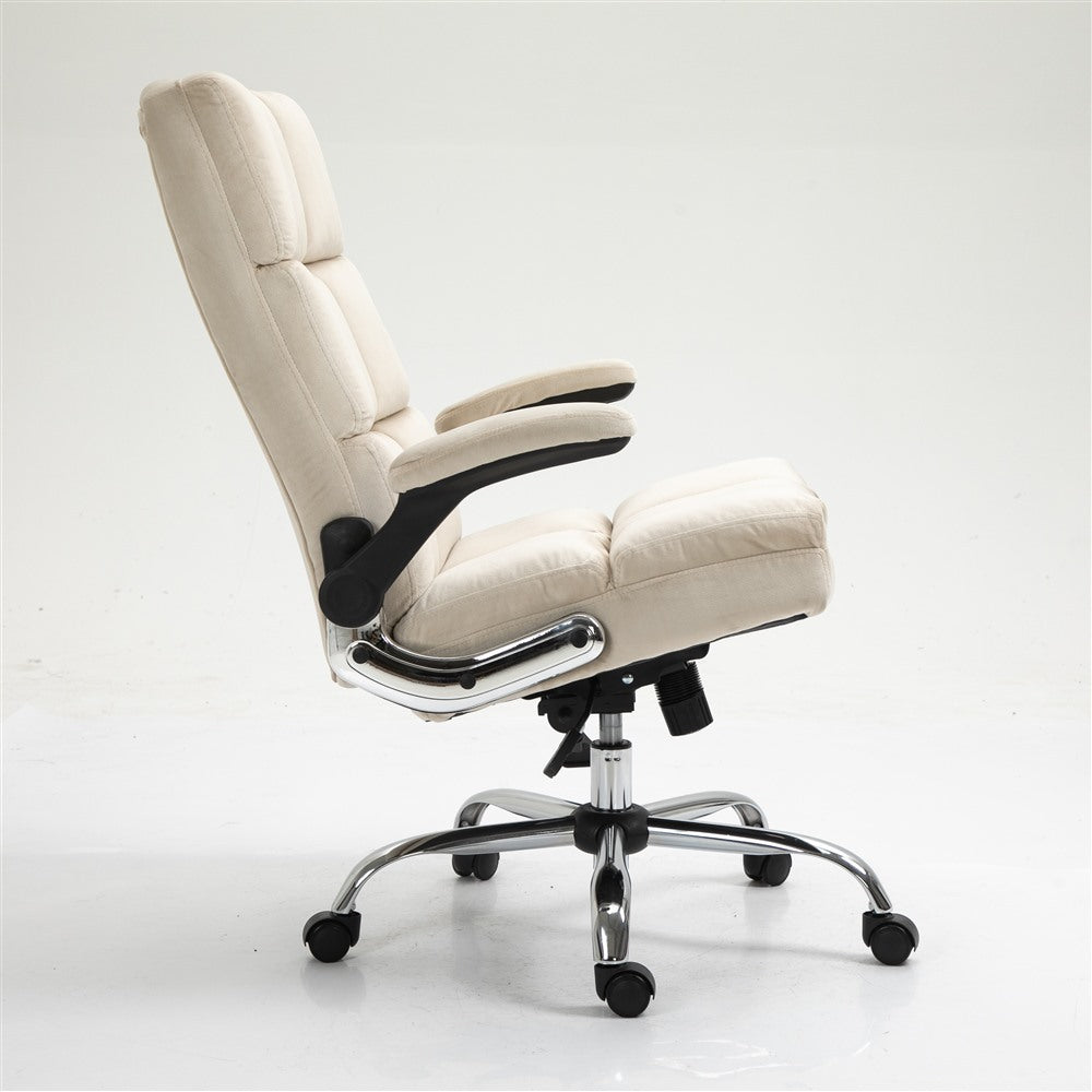 Office Chair Velvet Home Ergonomic Swivel Adjustable Tilt Angle and Flip-up Arms