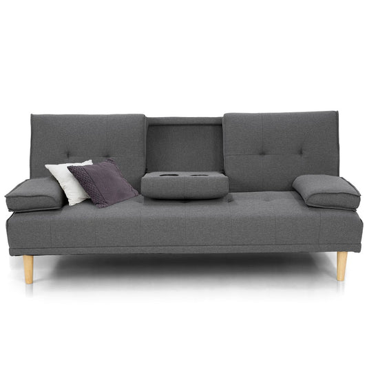Sarantino Rochester Linen Fabric Sofa Bed Lounge Couch Futon - Dark Grey