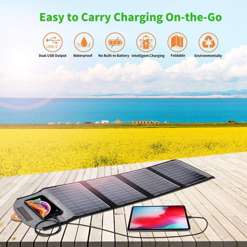 Solar Panel Charger CHOETECH SC005 22W Portable Waterproof Foldable (Dual USB Ports)