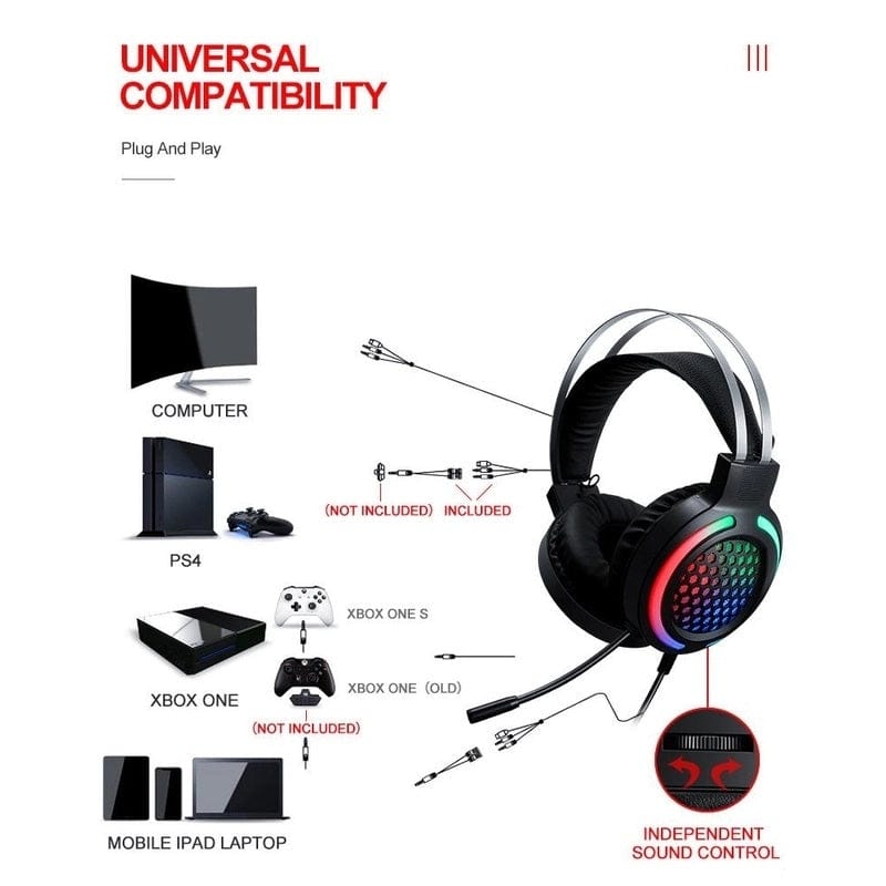 Rainbow Keyboard/Mouse/Headphone/Mouse Pad Kit Set / T-Wolf TF400 4-pcs