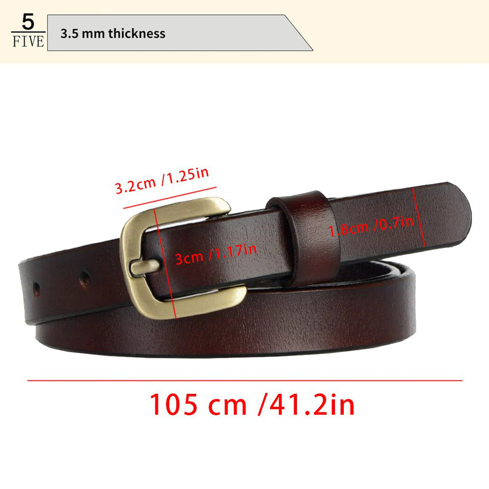 Cheeky X Women's Belt Luxury Genuine Leather Belts For Women Female Gold Pin Buckle (Coffee)