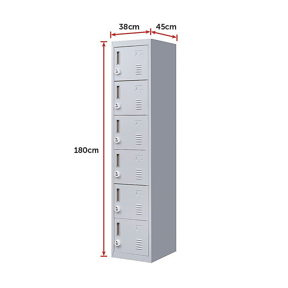 6-Door Locker for Office Gym Shed School Home Storage 3-digit Combination Lock