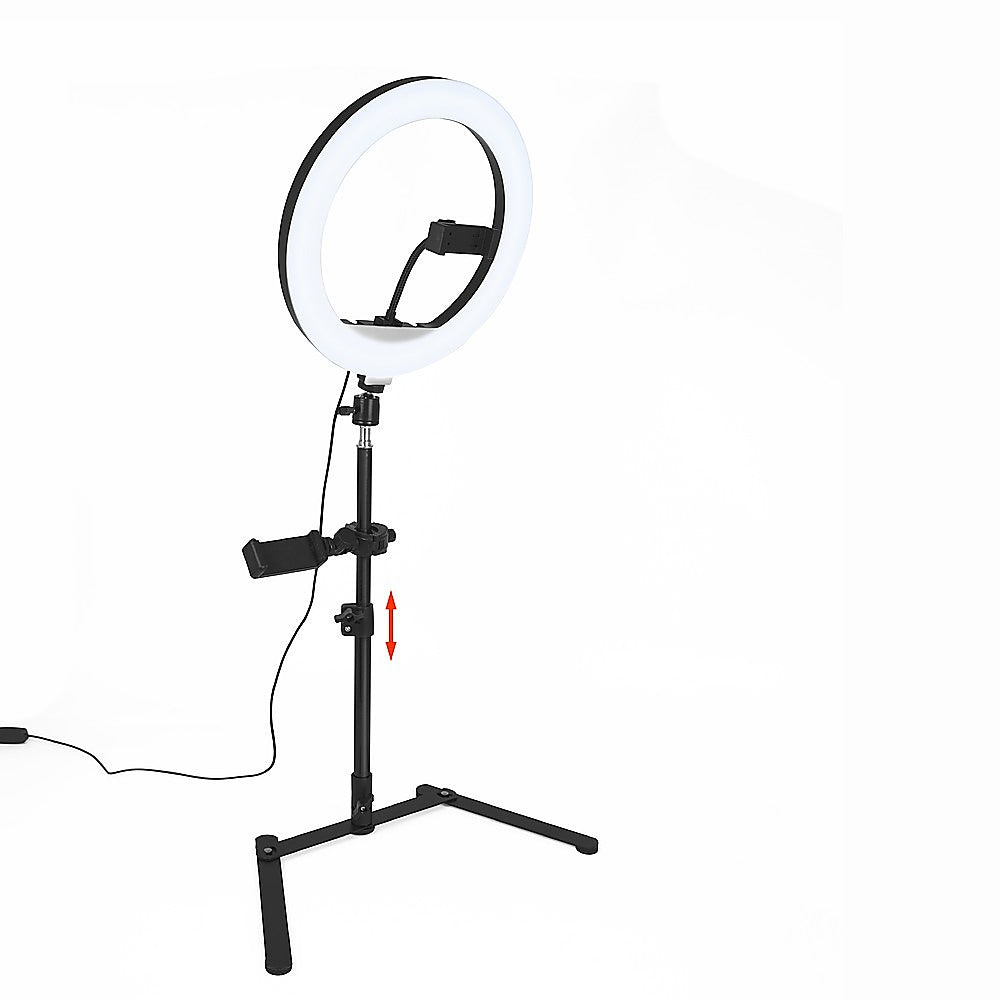 Ring Light12 Inch LED Video with Tabletop Light Stand and Phone Holder Black