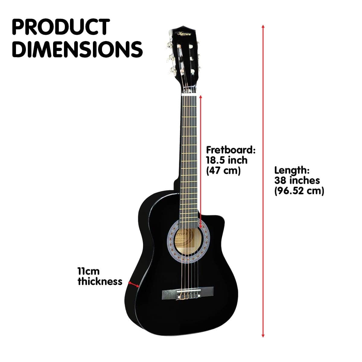 Pro Cutaway Acoustic Guitar with Carry Bag - Black Karrera 38in