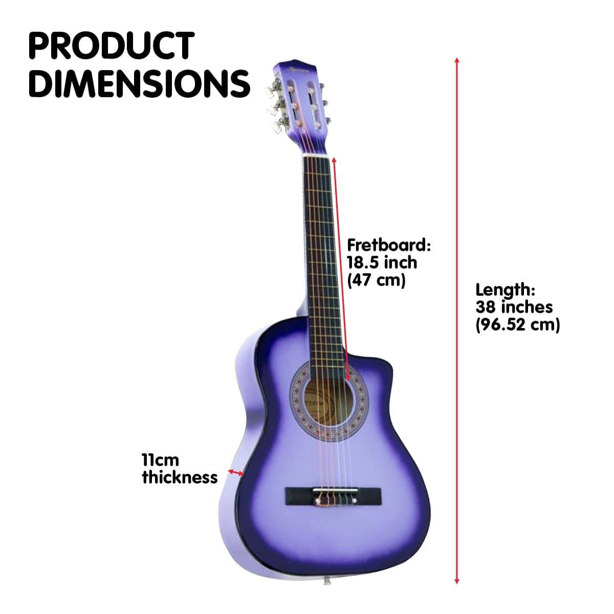 Acoustic Guitar with guitar bag - Purple Burst 38in Cutaway