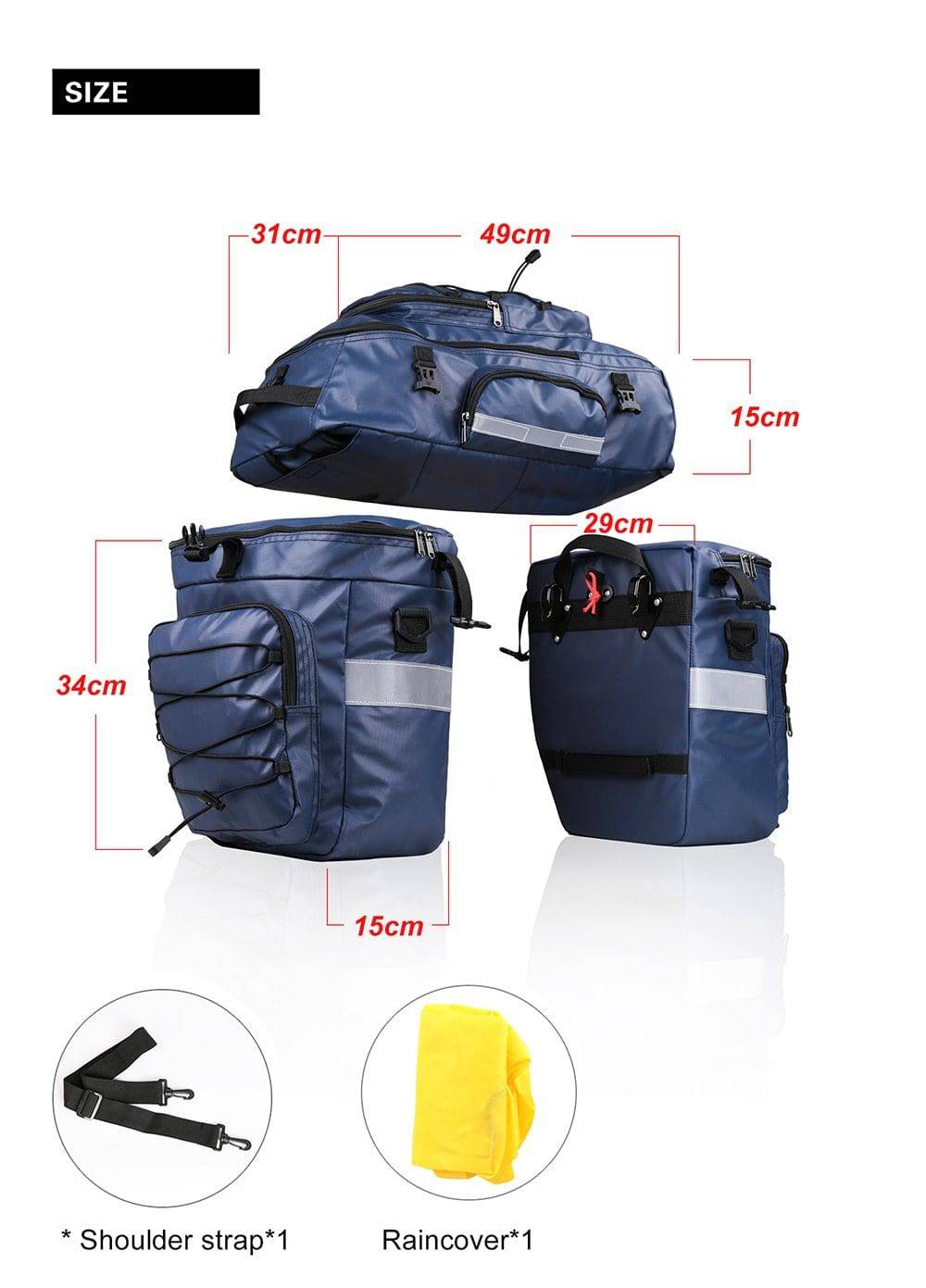 Bicycle Bike Packing Panniers Rhinowalk 3 in 1 Waterproof 65L