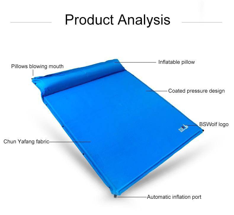 BSWolf Outdoor Inflatable Sleeping Mattress With Pillow Thick 3cm