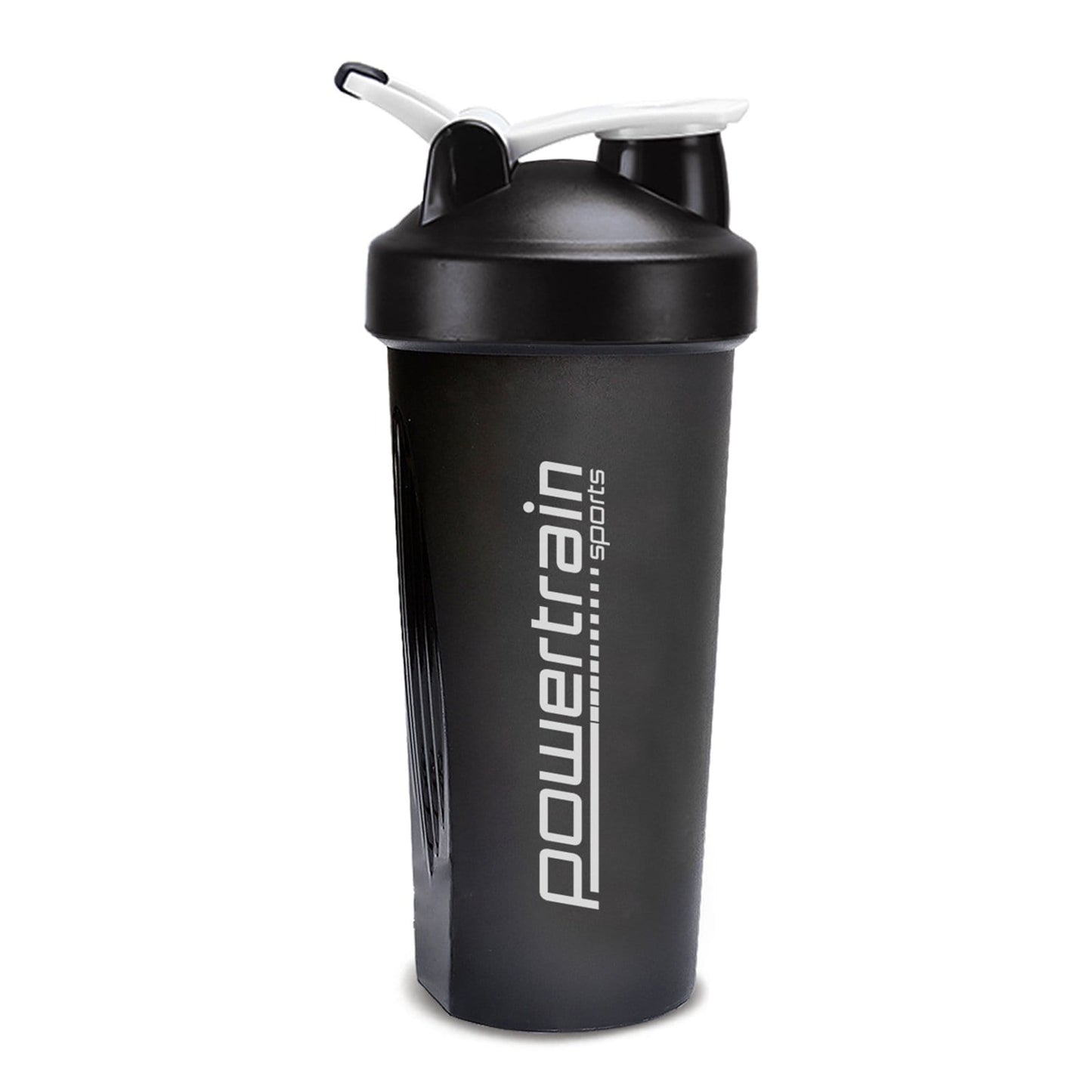 Shaker Bottle Protein Water Sports Drink Black Powertrain 700ml
