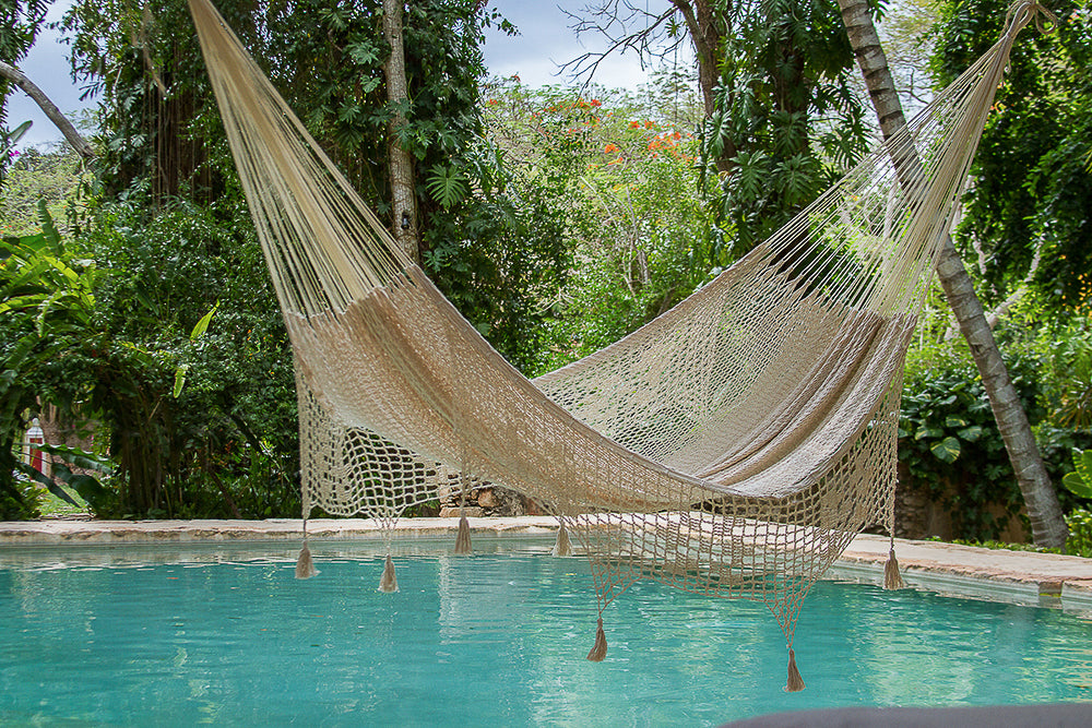 Hammock Deluxe Outdoor Cotton Mexican in Cream Colour King Size