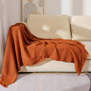 130*230CM Caramel Nordic Solid Color Knitted Sofa Throw Blanket with Tassels - Waffle Weave Polyester Decorative Blanket

Transform your living space with our 130*230CM Caramel Nordic Knitted Sofa Throw Blanket! Made with a cozy waffle weave polyester, this decorative blanket adds warmth and texture to any room. The tassels add a touch of charm, making it perfect for snuggling up and creating a cozy atmosphere