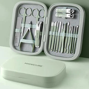 18-Piece Professional Manicure &amp; Pedicure Nail Care Set

Take care of your nails with precision using our 18-piece professional Manicure and Pedicure Set. Crafted with high-quality stainless steel, this versatile nail grooming kit is designed to meet all your nail care needs. Perfect for hands and feet, it’s lightweight, portable, and packaged in a stylish case for on-the-go use.