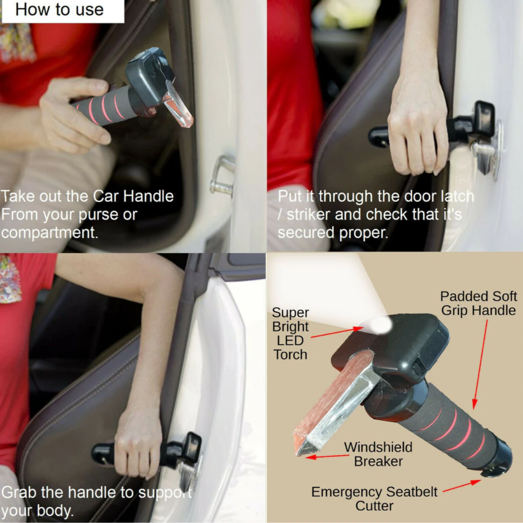Elderly Mobility Standing Car Aid Bar Exit Stand Support with Integrated LED Torch
