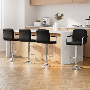 Artiss 4x Bar Stools Kitchen Swivel Bar Stool Leather Gas Lift Chairs Black

Chill out and relax with our Artiss Noa Bar Stool. With its classic design and contemporary good looks, the bar stool is a must for every discerning home-proud person. Upholstered in faux leather, the barstool also features an extra-thick foam padding for ultimate comfort.