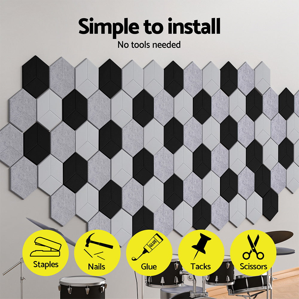 Acoustic Foam by Alpha Soundproof Absorption Panel 12pcs 35x30x0.9cm Black