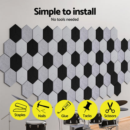 Acoustic Foam by Alpha Soundproof Absorption Panel 12pcs 35x30x0.9cm Black