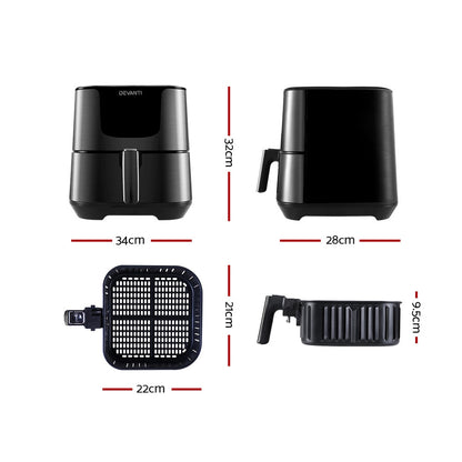 Devanti Air Fryer 7L LCD Fryers Oven Air fryer Kitchen Healthy Cooker Stainless Steel