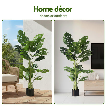 Artiss 140cm Artificial Monstera Tree Faux Trees Indoor Decor Artificial Plants Lifelike Plant 1.4M