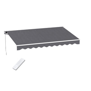 Instahut Retractable Folding Arm Awning Motorised Sunshade 3.5M X 2.5M Grey