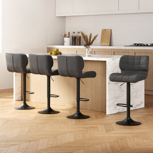 Artiss 4x Bar Stools Gas Lift Leather Padded Grey

With its versatile design, this leather bar stool seamlessly fits into any space. Not only does it offer comfortable seating, but its sleek and uncomplicated appearance adds a touch of elegance to your modern decor. Its refined design is enhanced by the chrome gas lift lever, and the durable chrome base and PU leather padded seat ensure lasting comfort. This stool is a modern, cutting-edge piece that delivers both style and quality.