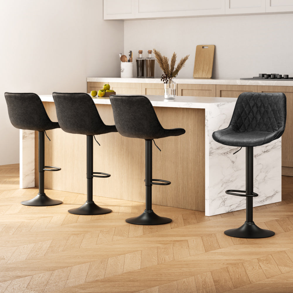 Artiss 4x Bar Stools Gas Lift Vintage Leather Black

Elevate your space with our unique Artiss' Rushal barstools. Featuring elegant craftsmanship, style, and comfort, these vintage leather stools effortlessly blend into any décor. Perfect for catchups, jam sessions, or daily use.&nbsp;