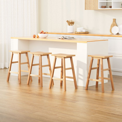 Artiss 4x Bar Stools Kitchen Chairs Wooden Nature

Crafted with strength and durability in mind, the Baden 'saddle seat' Bar Stool is a perfect choice for any home setting. Whether it's in the kitchen, breakfast nook, or bar area, this stool fits seamlessly under the counter at the ideal height. Its split-level footrests offer excellent support for all ages, while the contoured seat provides a comfortable seating experience. With anti-slip floor protectors, this stool stays securely in place, even with freq