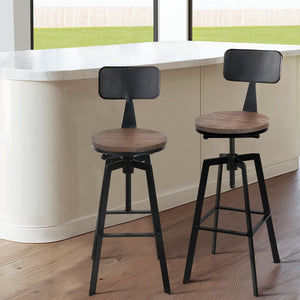 Artiss 4x Bar Stools Kitchen Dining Chairs Adjustable Wood Stool w/Backrest

As a product expert, I recommend the Artiss Angus Bar Stool for a touch of industrial finesse in any space. Crafted with metal and wood, it boasts fine quality and meticulous craftsmanship. The contoured backrest and 360 degree swivel seat provide exceptional support, and it's height adjustable for versatile use.&nbsp;