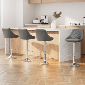 Artiss 4x Kitchen Bar Stools Swivel Bar Stool PU Leather Gas Lift Chairs Grey

Chill out and relax with our Artiss Elan Bar Stool. With its classic design and contemporary good looks, the bar stool is a must for every discerning home-proud person. Upholstered in faux leather, the barstool also features an extra-thick foam padding for ultimate comfort.