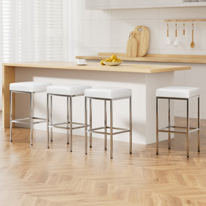 Artiss 4x Bar Stools Leather Padded Metal White

This bar stool is versatile and seamlessly integrates into any space. It prioritizes comfort with its sleek and uncomplicated layout. The classy chrome legs and refined design make it a perfect fit for modern decor. Additionally, the seat is cushioned with high-quality PU leather for durable and comfortable seating. With its contemporary and groundbreaking style, this bar stool is a beautiful and reliable addition to any setting.