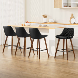 Artiss 4x Bar Stools PU Seat Wooden

Expertly combining wood, metal, and leather, our Bentwood Bar Stool offers a unique design that sets it apart from ordinary options. Carefully crafted with durable wood, this bar stool boasts a luxurious leather seat and backrest, ensuring both comfort and elegance. The contoured backrest provides excellent support, while the non-slip rubber pads keep the stool sturdy even with frequent use. Additionally, the metal footrest allows for a stylish and comfortable seating ex
