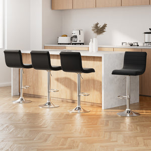 Artiss 4x Bar Stools Padded Leather Gas Lift Black

Discover the ultimate in comfort and style with the Artiss Arne Bar Stool. Featuring a timeless design and modern aesthetics, this bar stool is a must-have for any home. Made with faux leather upholstery and an extra thick foam padding, it offers unrivaled comfort for the discerning homeowner.&nbsp;