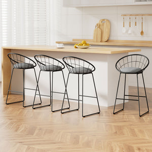 Artiss 4x Nordic Bar Stools Metallic Bar Stool Kitchen Chairs Fabric Grey Black

With its steely overtones, our Artiss Camden Bar Stool is designed to look and feel good with every sitting. The thick padded foam faux linen upholstered seat with a curved backrest gives the stool a cool vibe and conveys a stylish appeal that goes well with any contemporary setting.