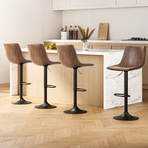 Artiss 4x Bar Stools Vintage Leather Swivel Gas Lift Brown

Experience ultimate comfort and add a touch of class to your home with the Artiss Jovy Bar Stool. With its classic design and vintage contemporary style, this bar stool is a must-have for any discerning individual. Upholstered in faux leather and featuring extra thick foam padding, it offers both comfort and sophistication. The circular backrest adds to its inherent charisma and charm.&nbsp;