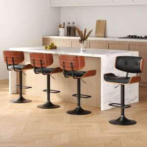 Artiss Set of 4 Kitchen Bar Stools Gas Lift Stool Chairs Swivel Barstool Leather Black

The Artiss Kitchen Bar Stools are expertly crafted to seamlessly integrate into any setting, offering both comfort and a sleek, minimalist design. With a sophisticated wooden seat and a stylish chrome gas lift lever, these stools will effortlessly enhance your contemporary decor. The base is made of premium chrome and the seat is cushioned with high-quality PU leather, ensuring durable and comfortable furniture. Combinin