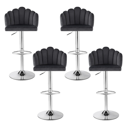 Artiss Bar Stool X4 Kitchen Dining Counter Gaslift Chair Adjustable Velvet Grey
