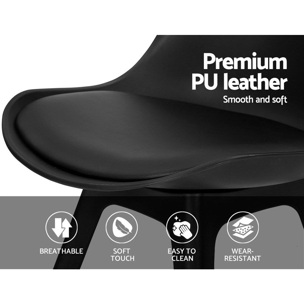 Artiss Dining Chairs Set of 4 Black Leather Luna