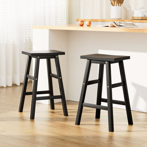 Artiss Set of 2 Wooden Backless Bar Stools - Black