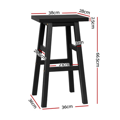 Artiss Set of 2 Wooden Backless Bar Stools - Black
