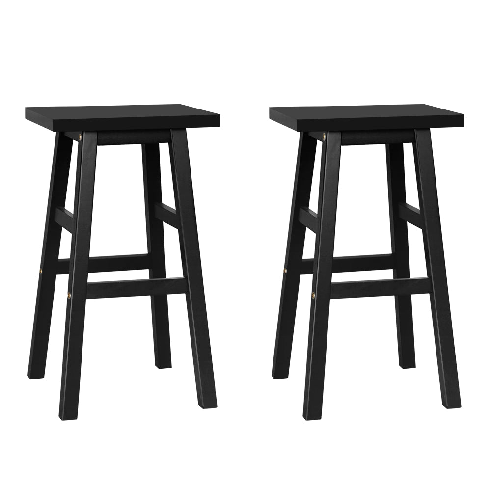 Artiss Set of 2 Wooden Backless Bar Stools - Black