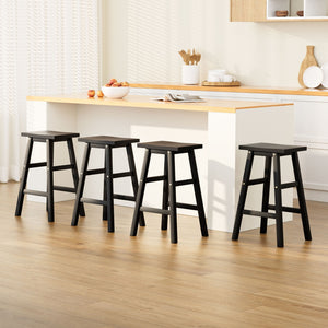 4x Wooden Bar Stools Kitchen Bar Stool Chairs Barstools Black